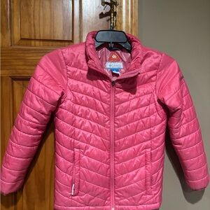 Columbia Pink Puffer Jacket with Chevron Quilting